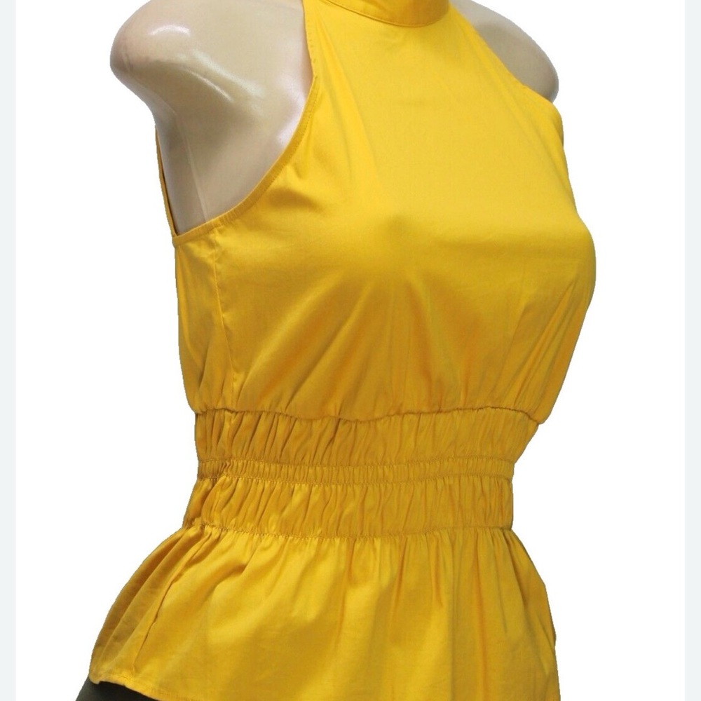 White House Black Market Yellow Halter Top Size 4 Open Back